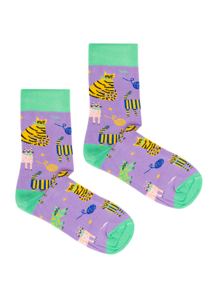 Skarpetki fioletowe koty 42-46