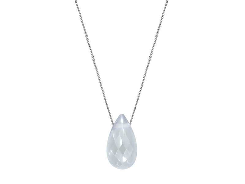 Srebrny naszyjnik 925 kropla kamień Chalcedon