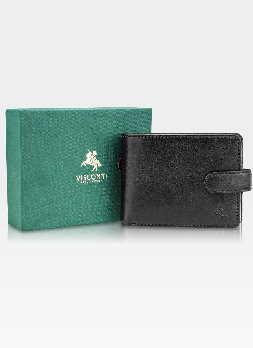 Visconti Portfel Męski Skórzany Henry AT-72 RFID Czarny + Granatowy