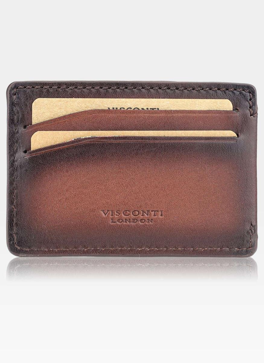 Etui Cardholder Męskie Skórzane Visconti Na Karty Slim Jasny Burgund