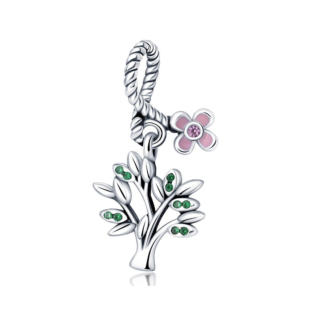 Zawieszka Charms SREBRO 925 Koralik do PANDORA Drzewo I Kwiat