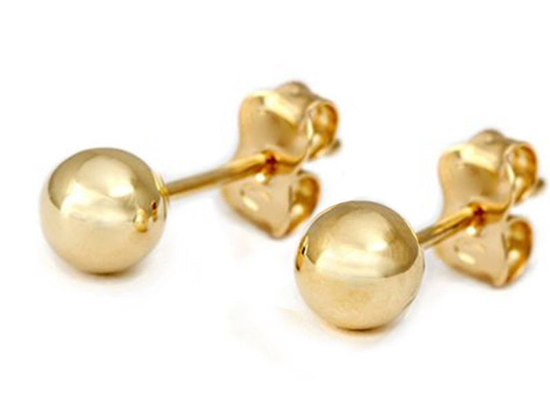 Złote Kolczyki 585 Kuleczki 4Mm Sztyft 0,39G