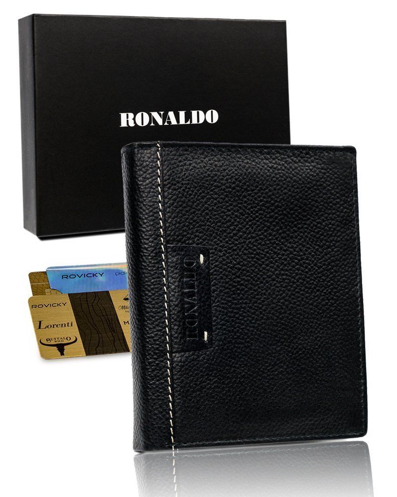 Duży Skórzany Czarny Portfel Męski Rfid — Ronaldo