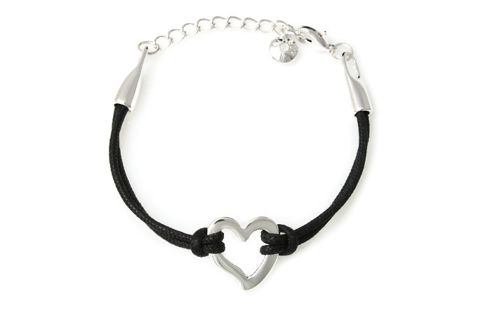 Serduszko Na Sznurku Czrana Bransoletka