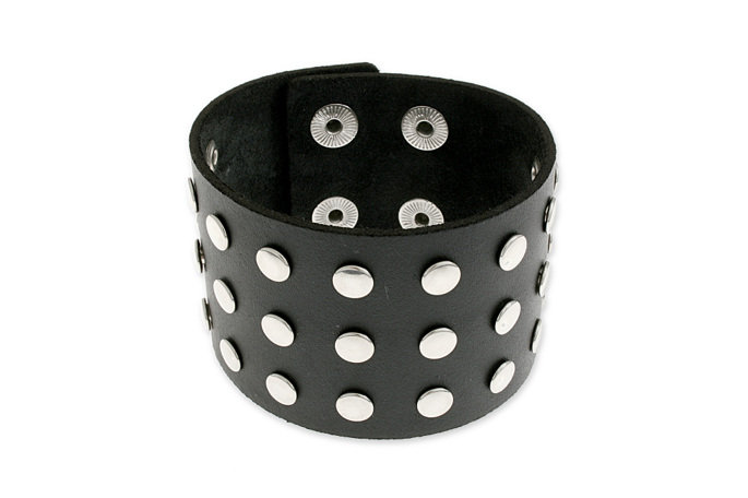 Bransoletka Ćwieki Nity Szeroka Czarna Ona