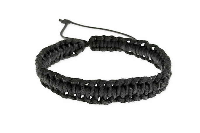 Klasyczna Czarna Bransoletka Wiązana Węzeł