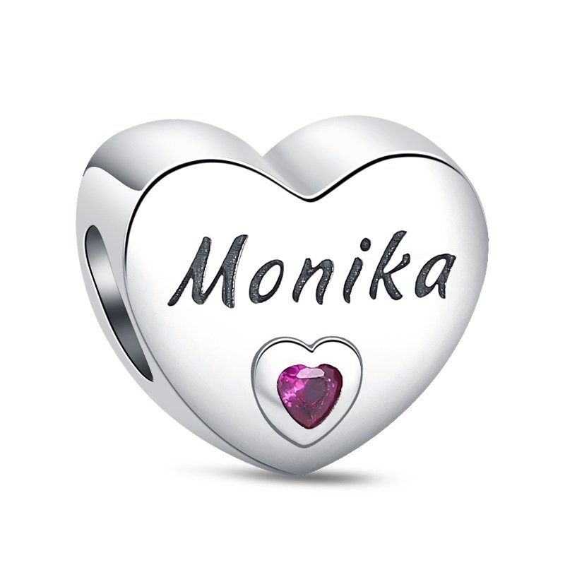 Zawieszka SREBRO 925 Charms koralik do PANDORA Imię Monika Serce