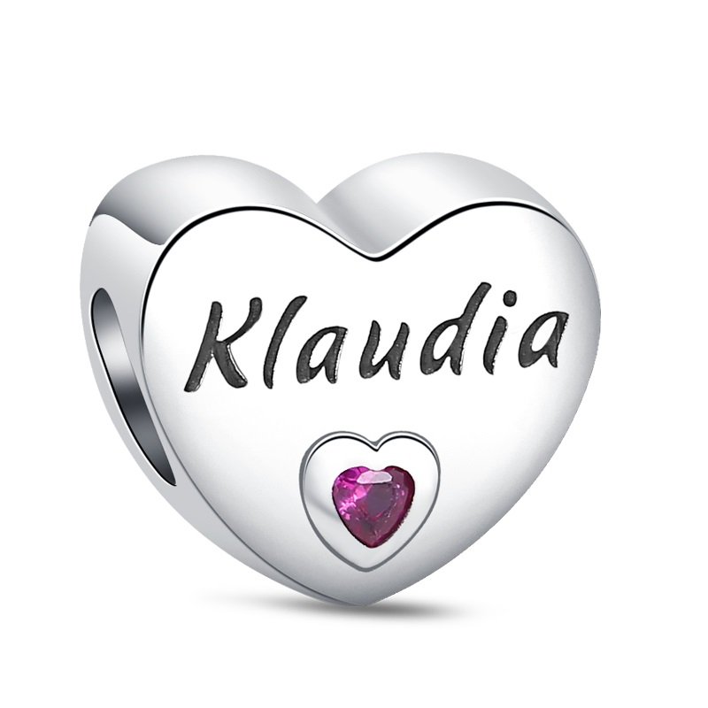 Zawieszka SREBRO 925 Charms koralik do PANDORA Imię Klaudia Serce