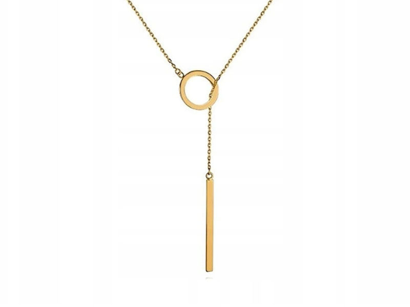 Naszyjnik krawatka ring kółeczko z pałeczką