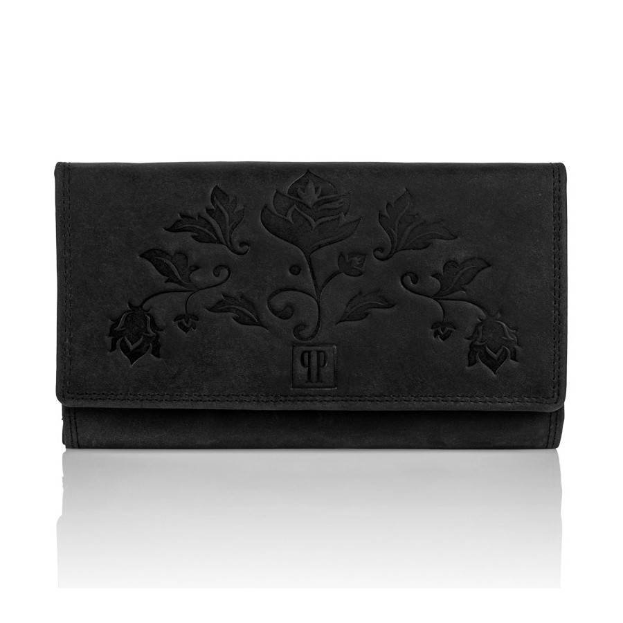 Skórzany portfel damski t-05 paolo peruzzi czarny