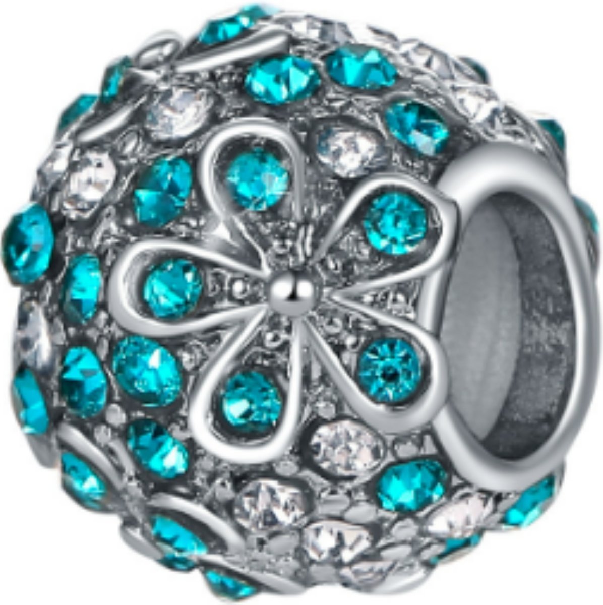 Charms zawieszka błękitna kwiaty - 1 sztuka