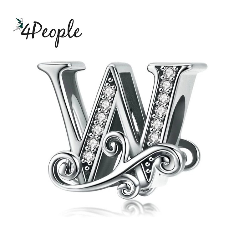 Zawieszka Charms Literka Litera W Alfabet Srebro