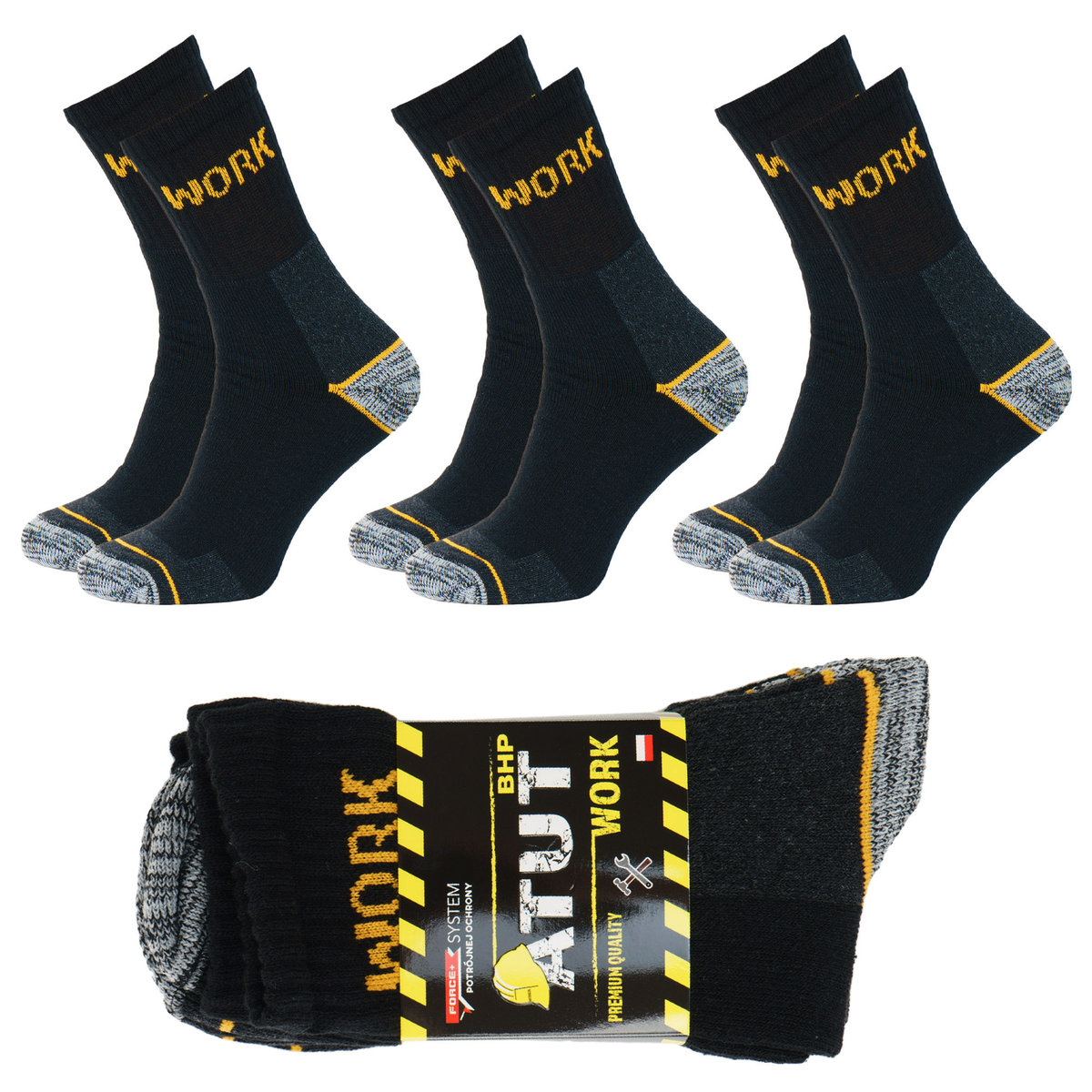 3X Skarpety Męskie Robocze Work Bawełniane Polskie 39-42 - Sdw3-39-42