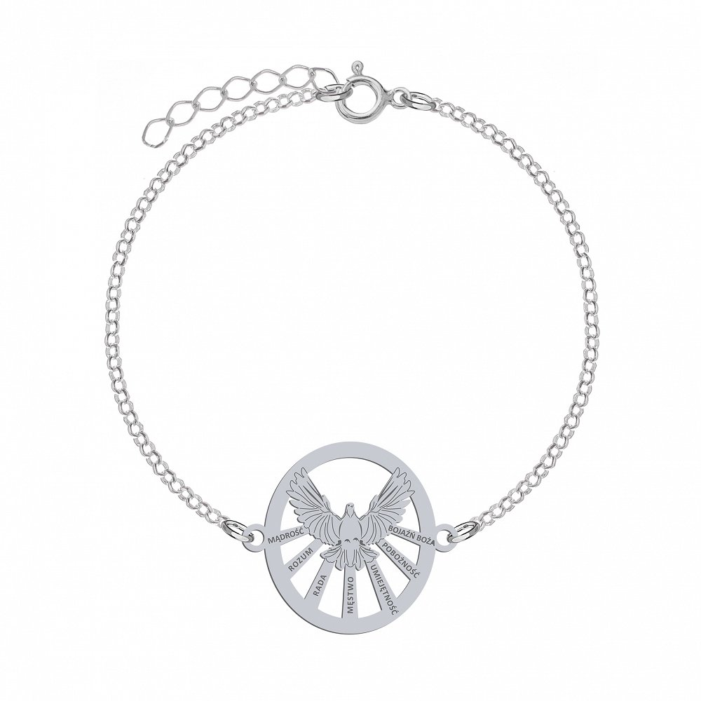 Srebrna Bransoletka Z Duchem Świętym 7 Darów Ducha Świętego