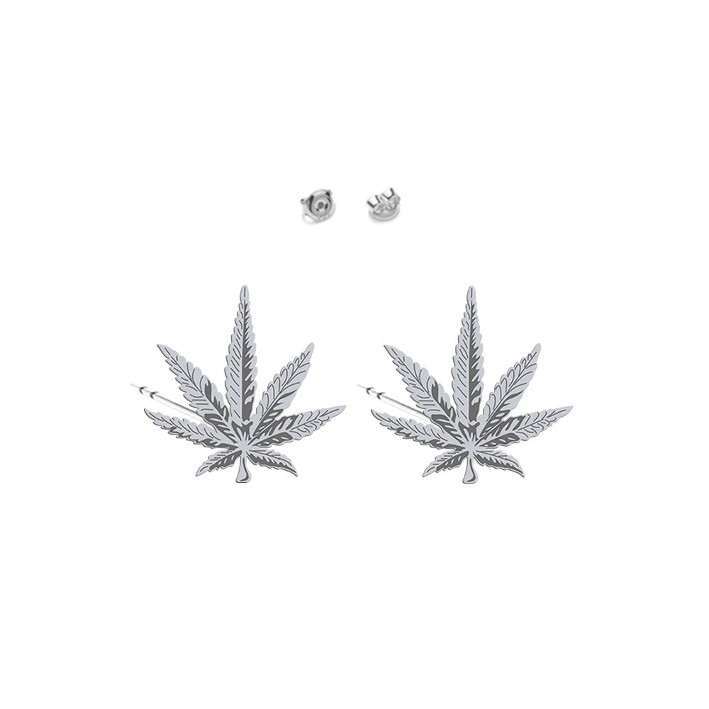 Srebrne Kolczyki Marihuana Liście Konopi