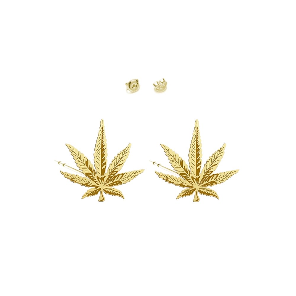 Pozłacane Kolczyki Marihuana Liście Konopi