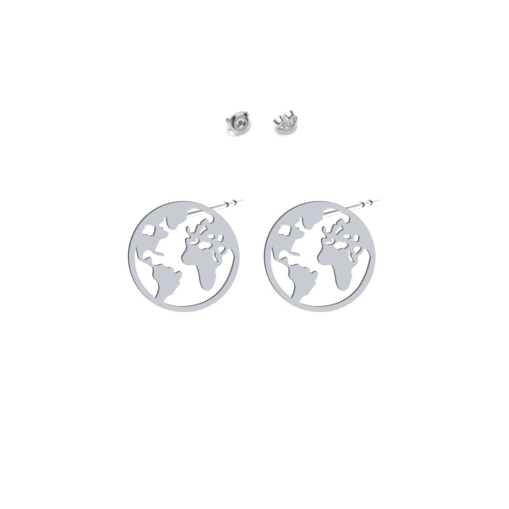 Srebrne Kolczyki Kula Ziemska Świat
