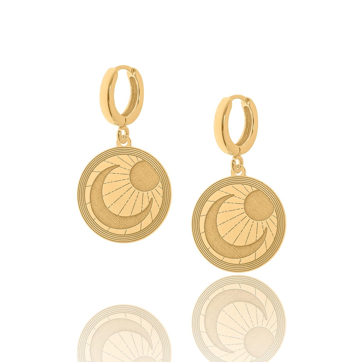 Kolczyki Srebrne Pozłacane Z Grawerowanymi Księżycami