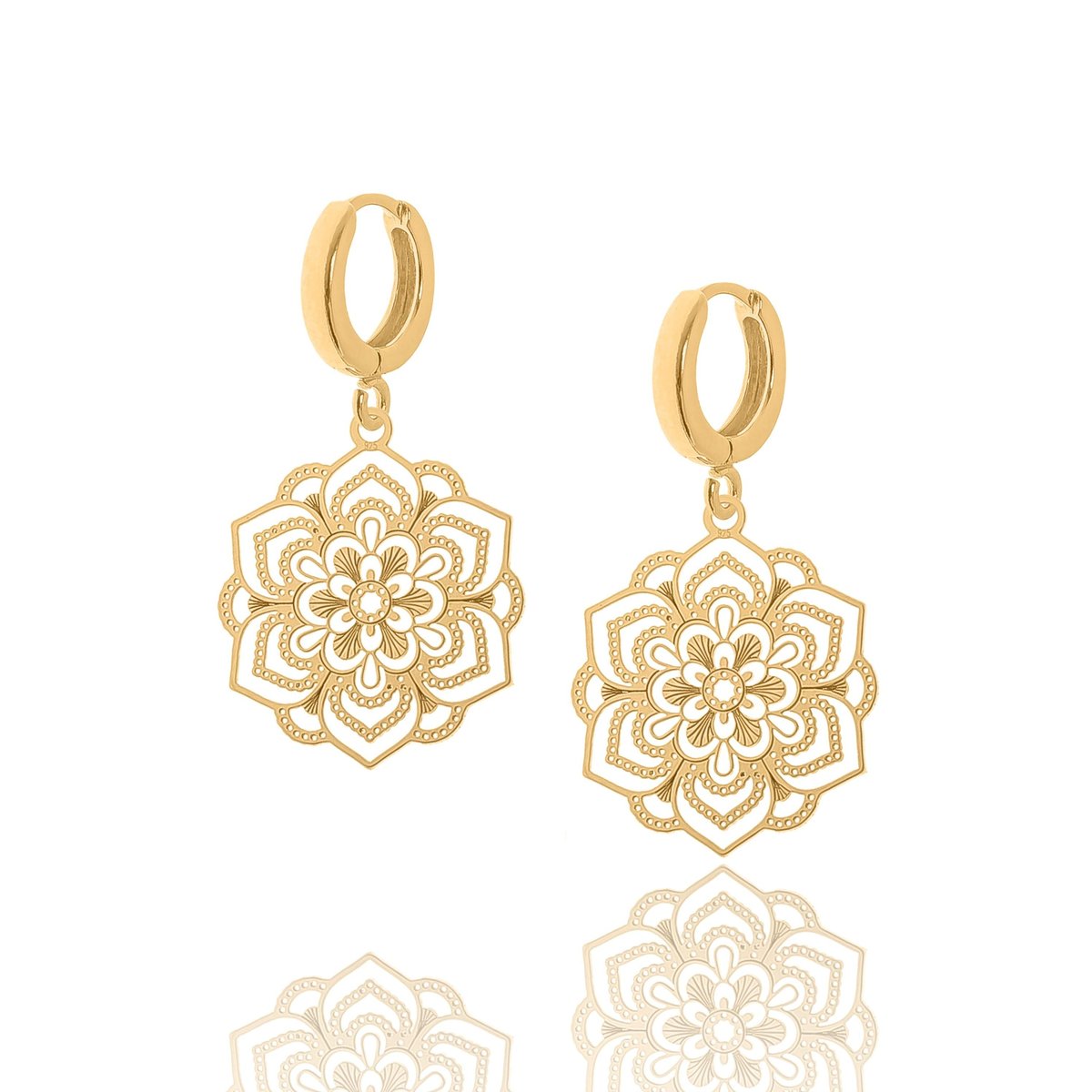 Kolczyki Srebrne Pozłacane Z Ażurowymi Kwiatami