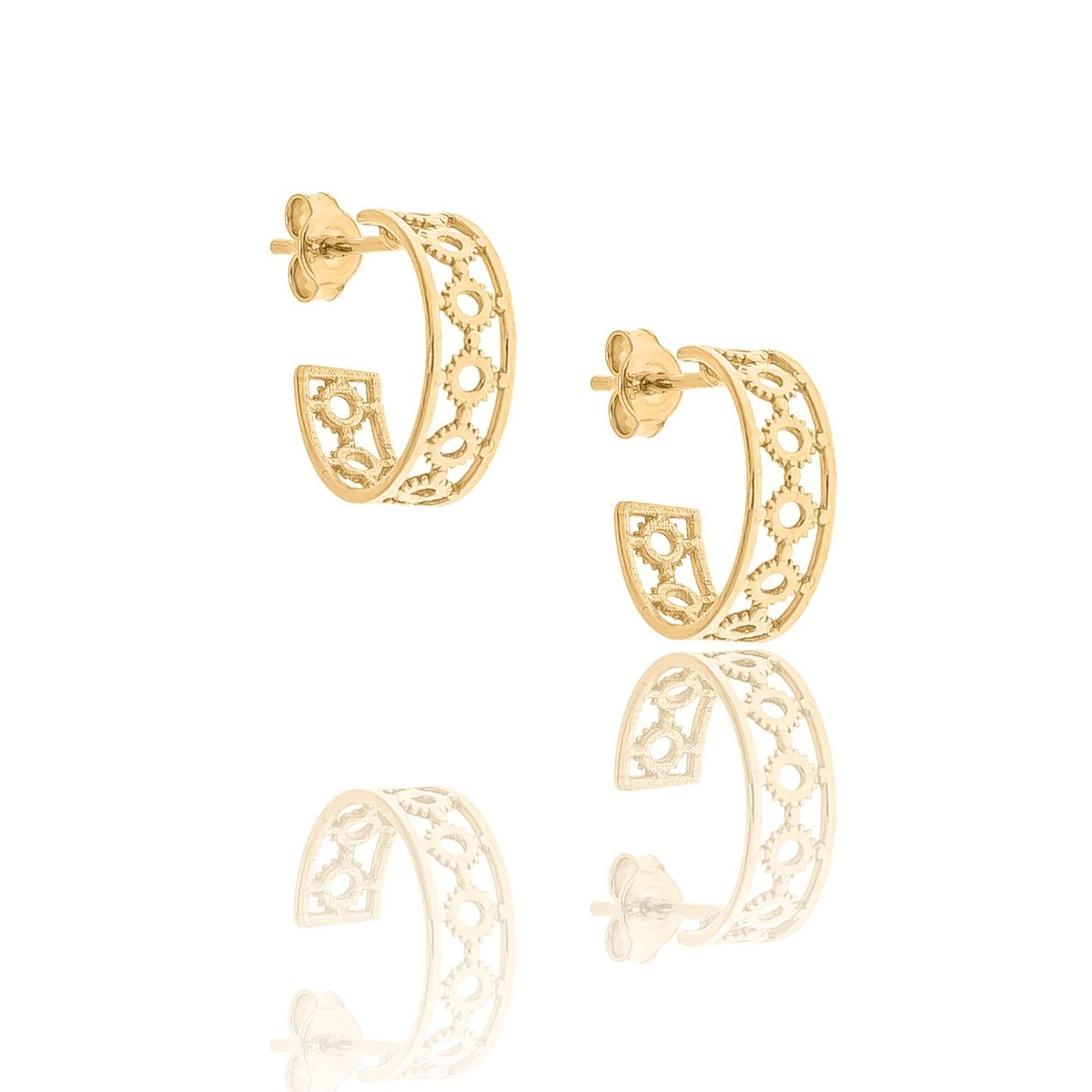 Kolczyki Srebrne Pozłacane Ażurowe