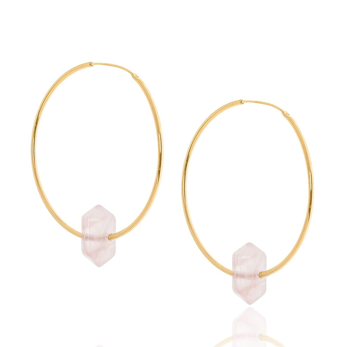 Kolczyki Srebrne Pozłacane Koła Z Kwarcami Różowymi