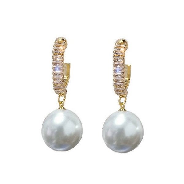 Kolczyki Złote Białe Perły Sztyfty