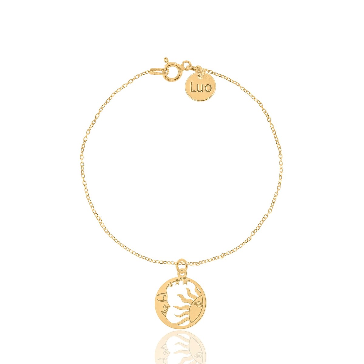 Bransoletka Srebrna Pozłacana Z Zawieszką Ażurową Słońce I Księżyc