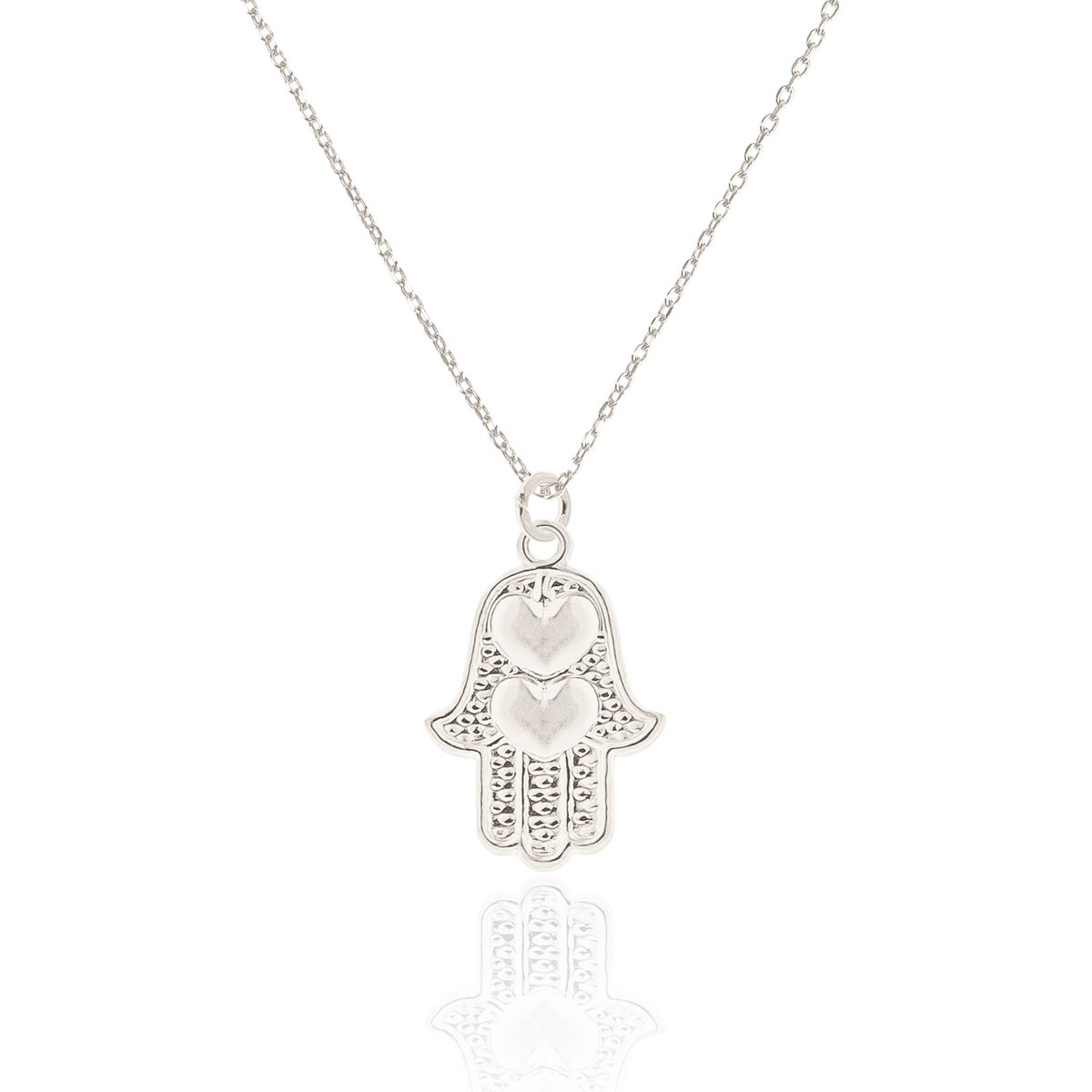 Naszyjnik Srebrny Z Ręką Fatimy - Hamsa 45 Cm