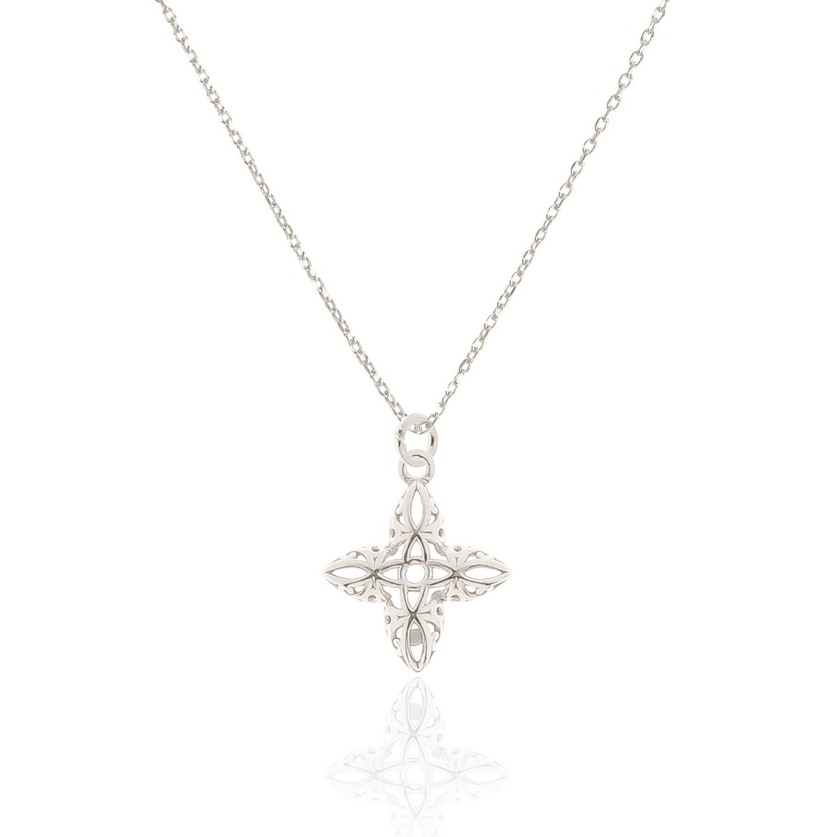 Naszyjnik Srebrny Z Ażurowym Kwiatkiem 50 Cm