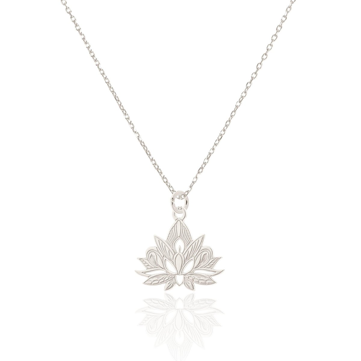 Naszyjnik Srebrny Z Kwiatem Lotosu 45 Cm