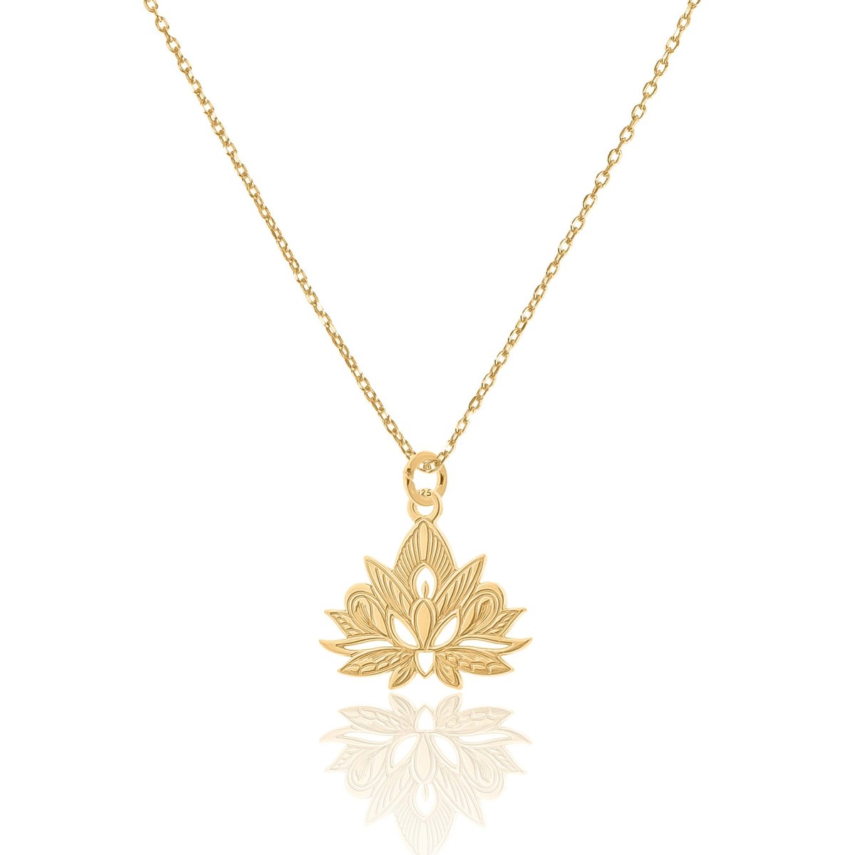 Naszyjnik Srebrny Pozłacany Z Kwiatem Lotosu 50 Cm