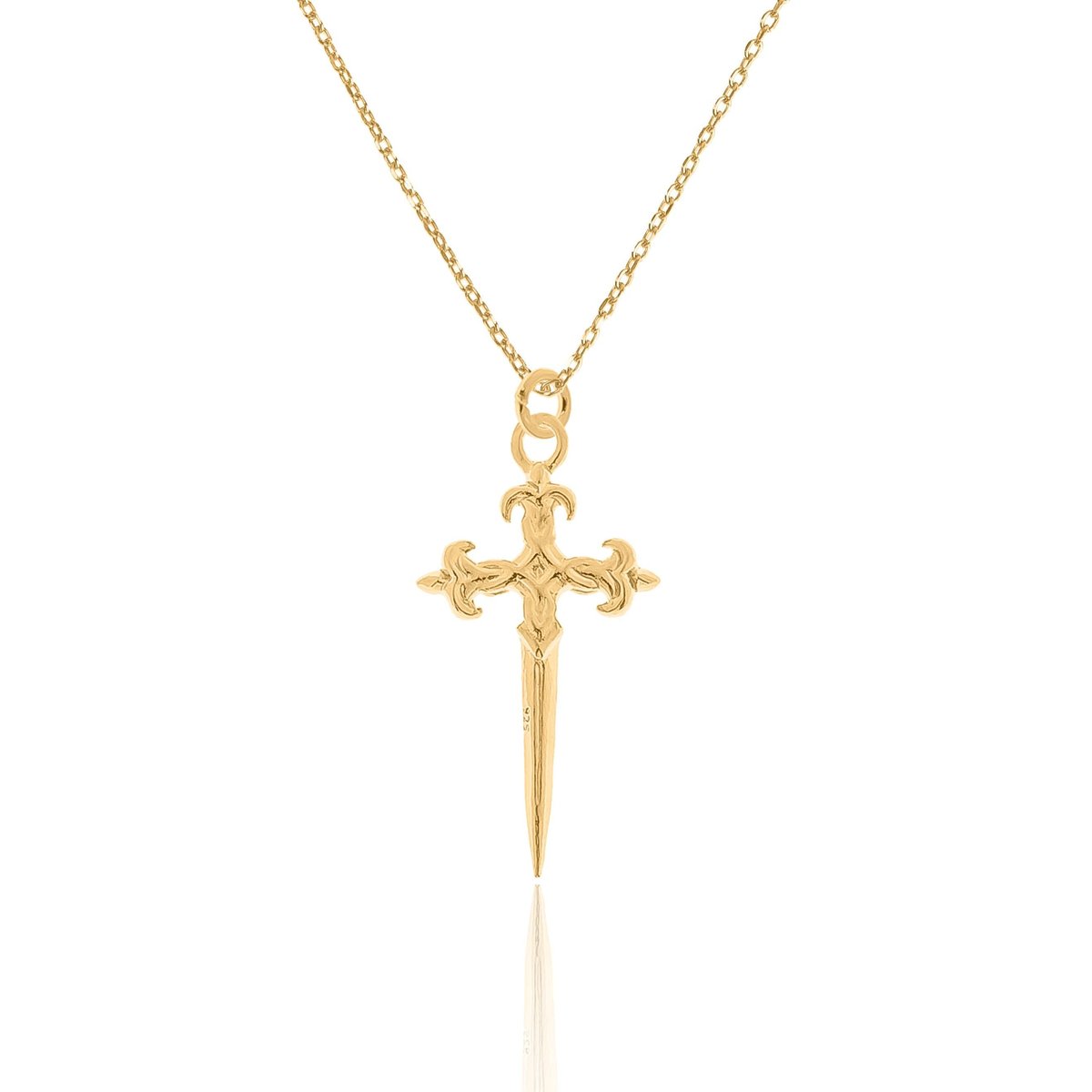 Naszyjnik Srebrny Pozłacany Ze Sztyletem 45 Cm