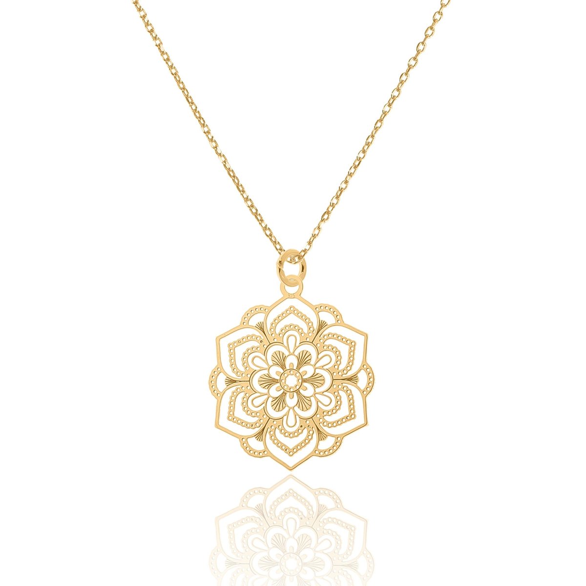 Naszyjnik Srebrny Pozłacany Z Ażurowym Kwiatem 42 Cm