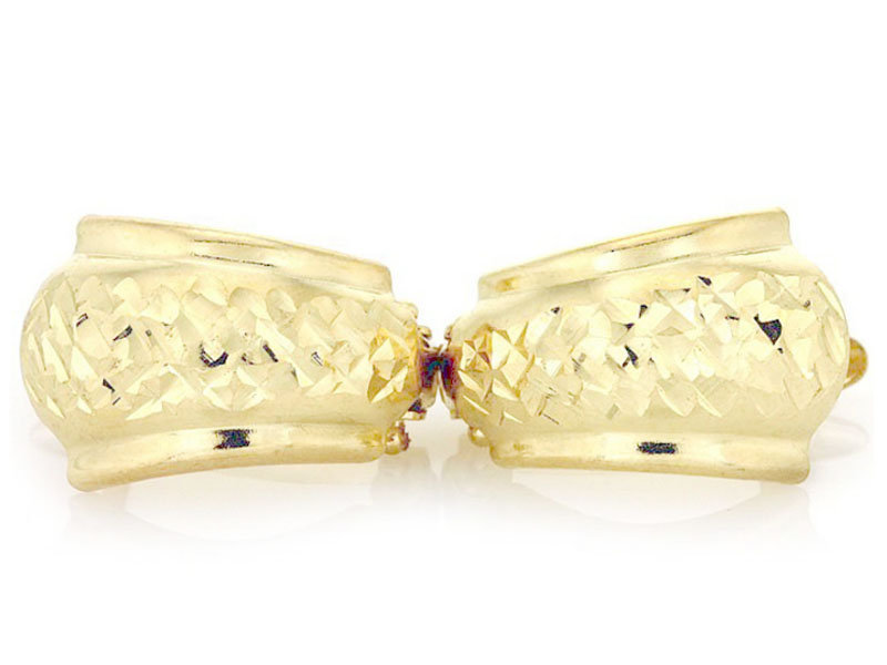 Złote Kolczyki Blaszki 585 Z Diamentowaniem 1,77G