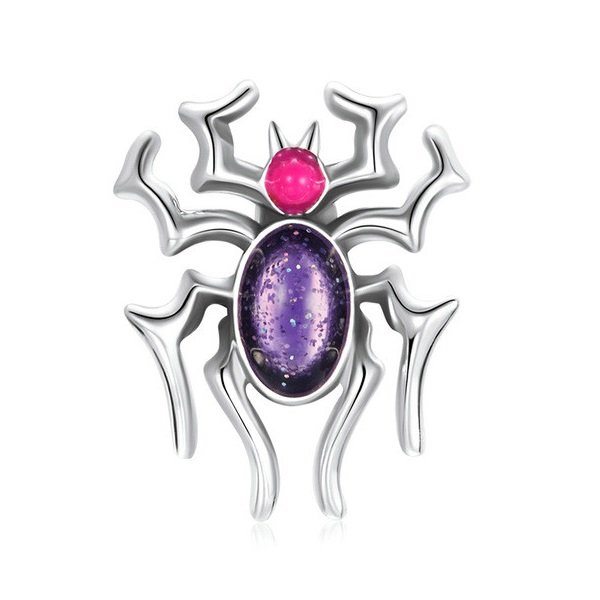 Zawieszka SREBRO 925 Charms koralik do PANDORA Fioletowy Pająk