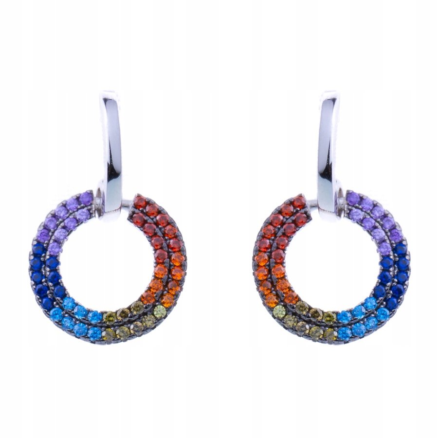 Kolczyki Srebrne Sztyfty Kolorowe Kółko P.925