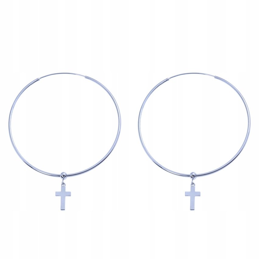 Kolczyki Srebrne Koła z Krzyżykiem Pr.925