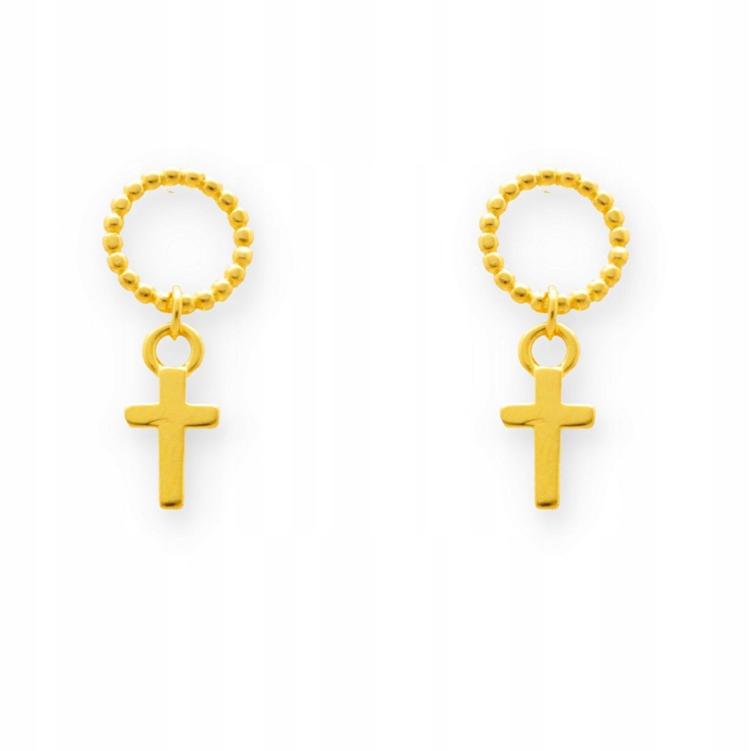 Pozłacane Kolczyki z Krzyżykiem i Kółkiem Pr. 925