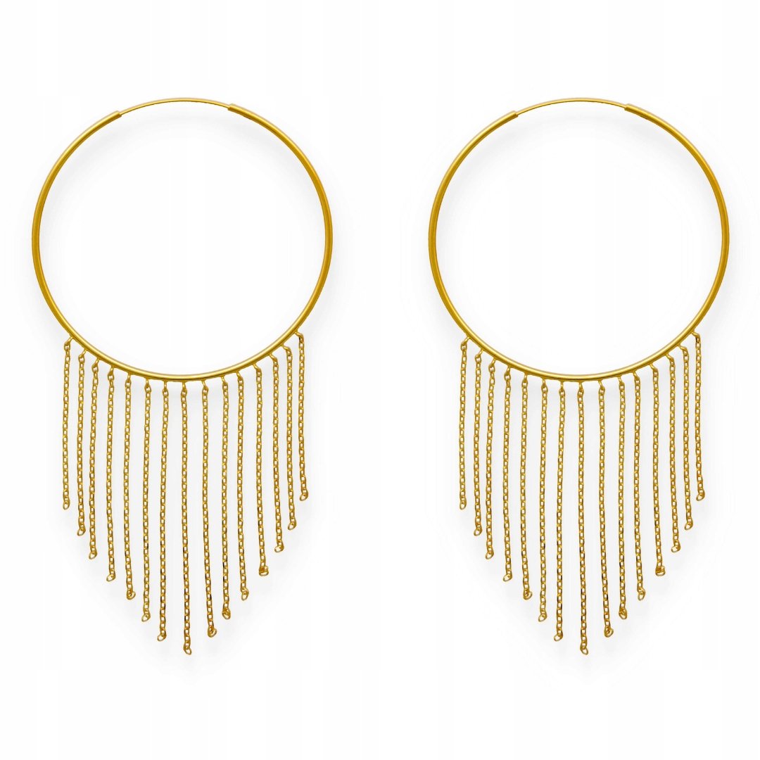 Pozłacane Kolczyki Koła z Łańcuszkami Pr. 925