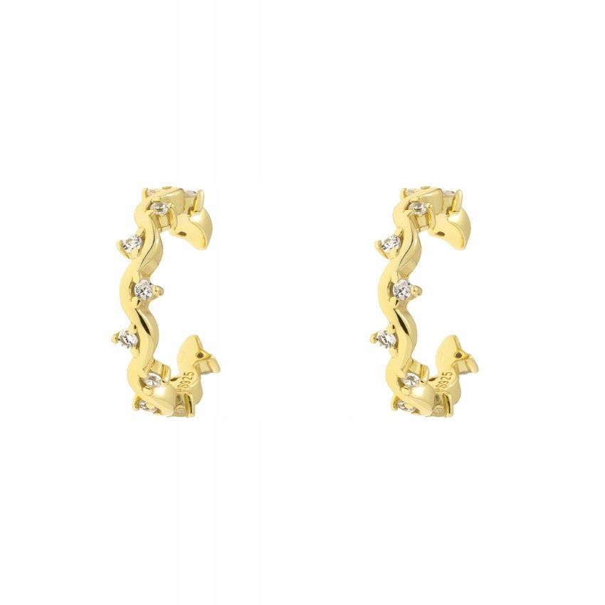 Pozłacane Srebrne Nausznice z Cyrkoniami Pr. 925