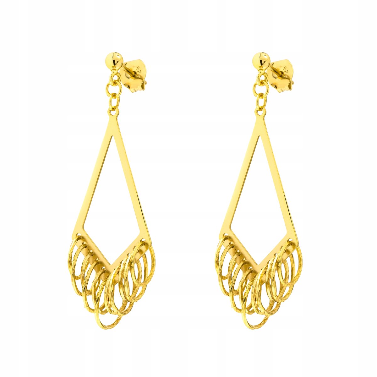 Pozłacane Kolczyki z Wiszącym Rombem Pr. 925