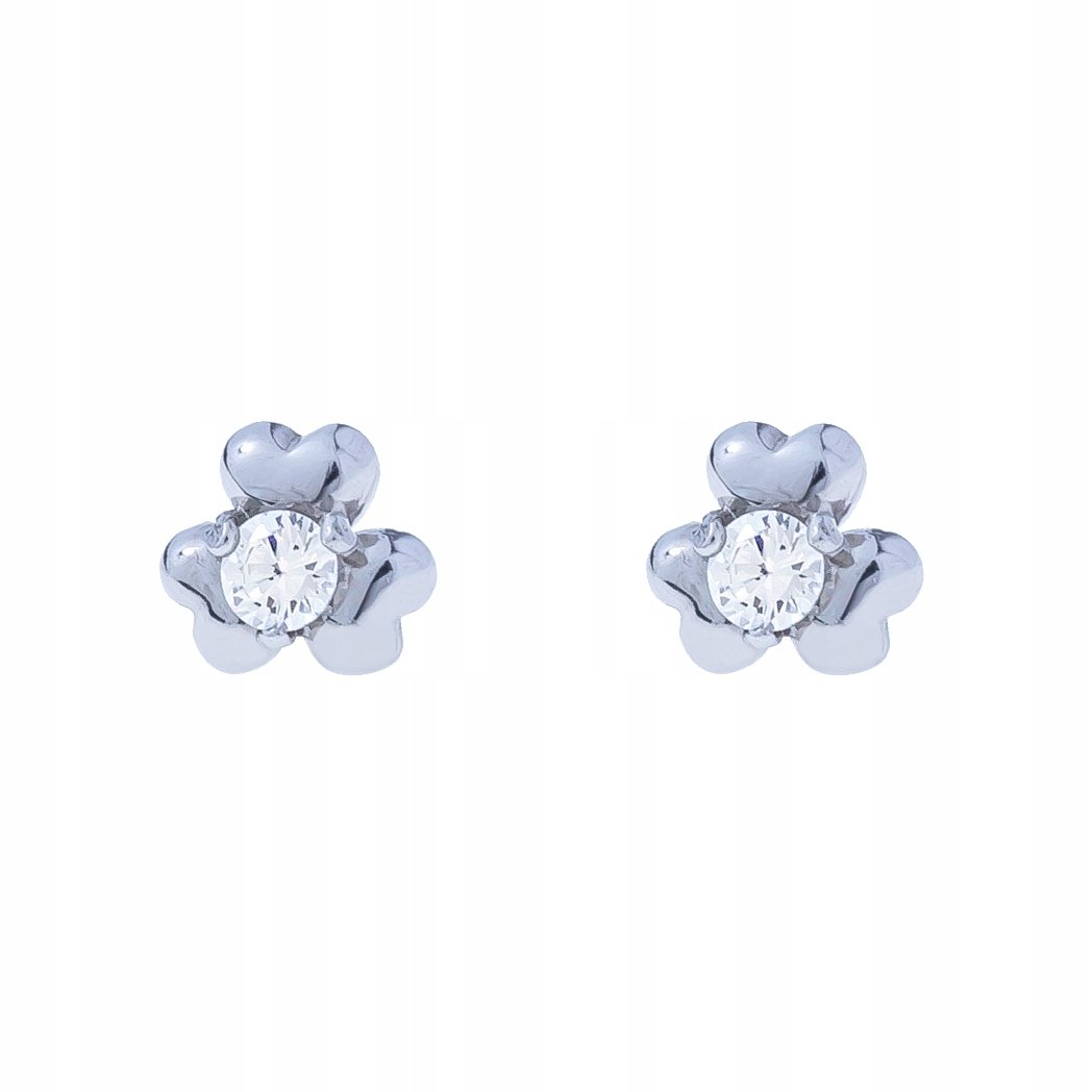 Srebrne Kolczyki Sztyfty Kwiatek z Cyrkonią 925