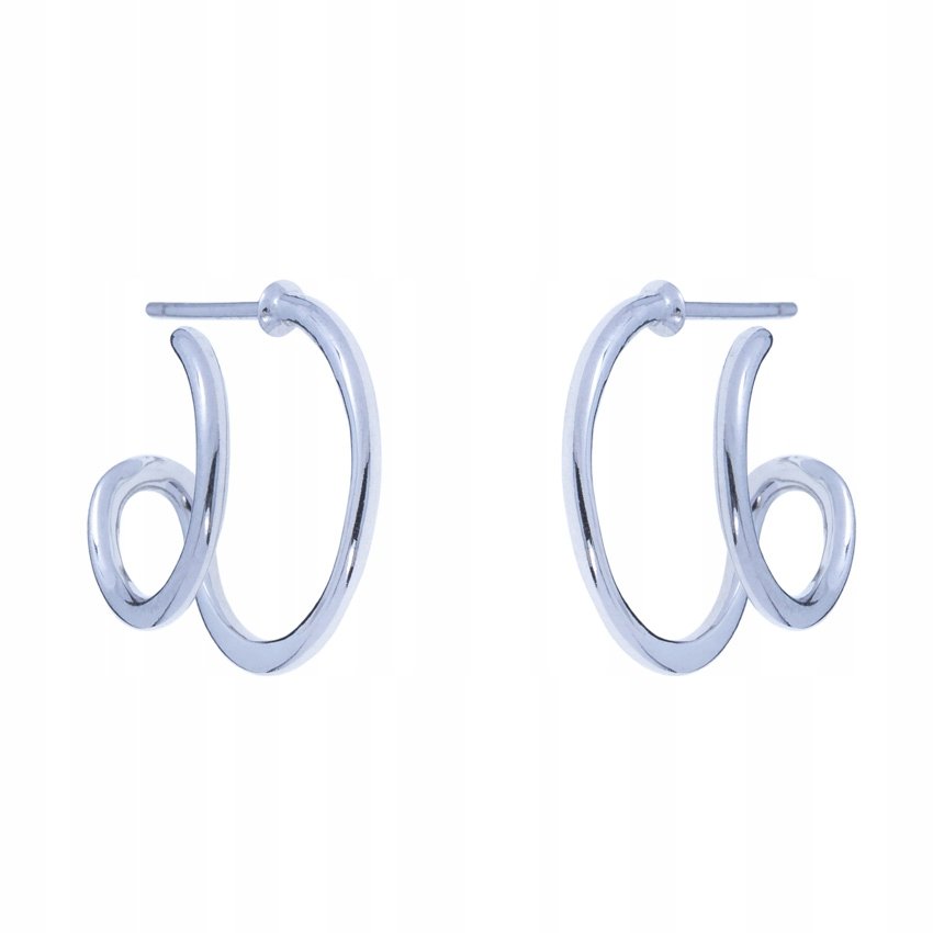 Srebrne Kolczyki Sztyfty Podwójne Półkola Pr. 925