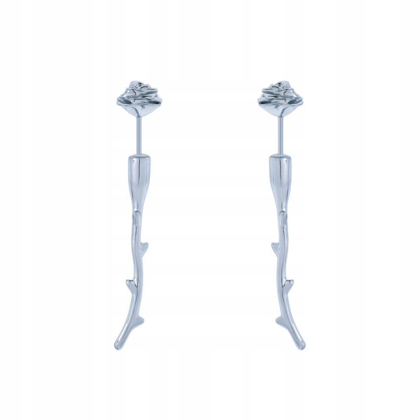 Srebrne Kolczyki z Różą Na Sztyfcie Pr.925