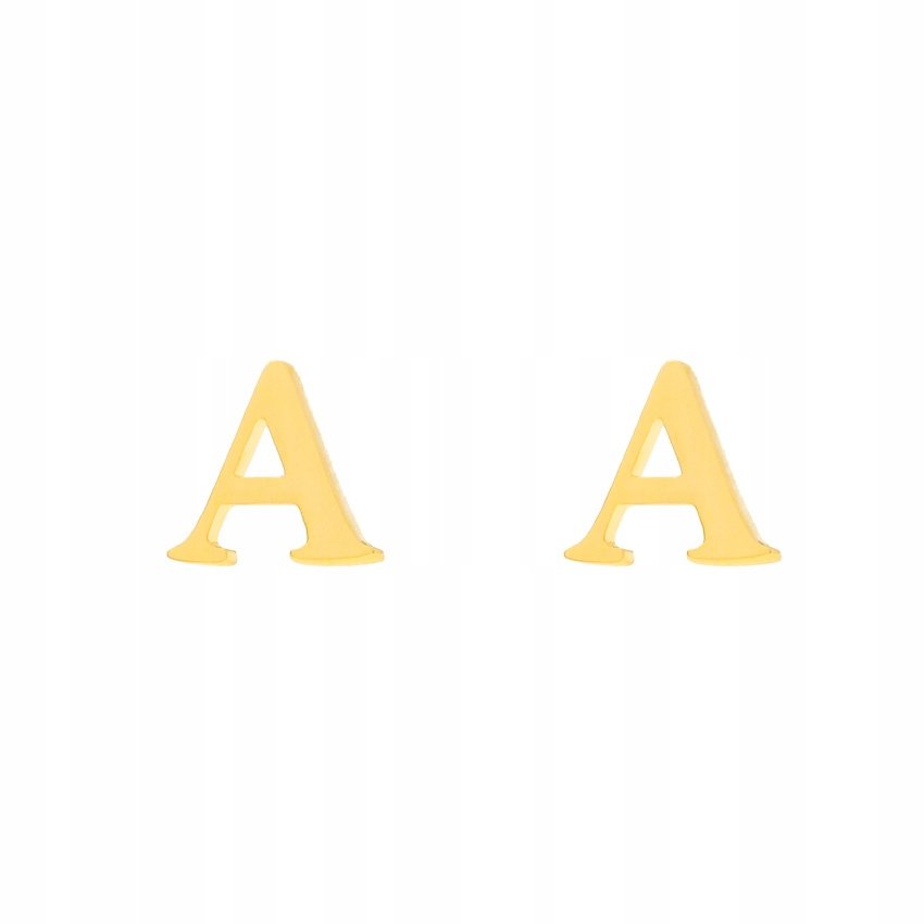 Złote Kolczyki Sztyfty Litera 