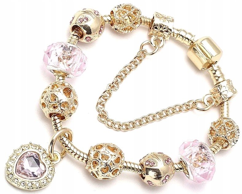 Bransoletka modułowa Charms Beads Złota serce boho