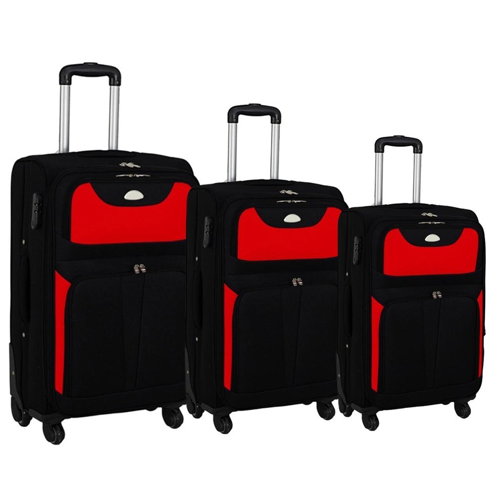 Zestaw 3 walizek PELLUCCI RGL S-010 Czarno Czerwone