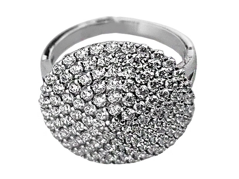 Srebrny Pierścionek 925 Koło z Cyrkoniami