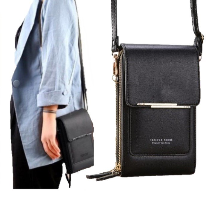 Torebka Mini Kopertówka Portfel Organizer Czarny
