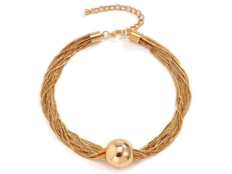 Naszyjnik Choker Łańcuszki Z Dużą Kulką